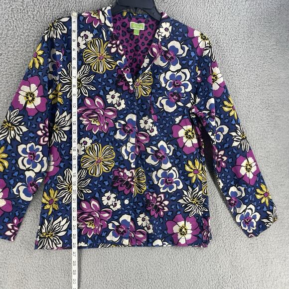 Vera Bradley Womens Colorful Floral Top 100% Cotton Button Up Sz L Shacket - Picture 4 of 10